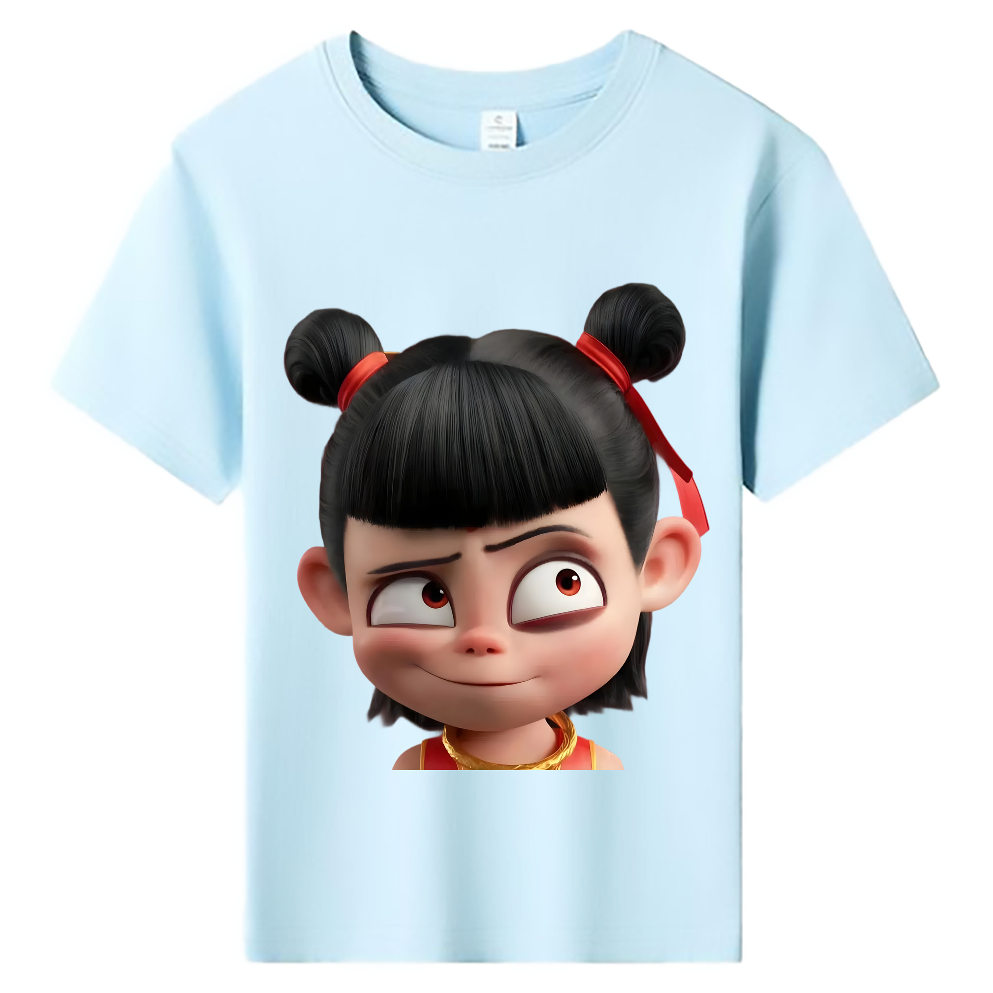 （画像用） Ne Zha 2 ナタ 魔童の大暴れ 綿100％キッズTシャツ（フロントプリント）